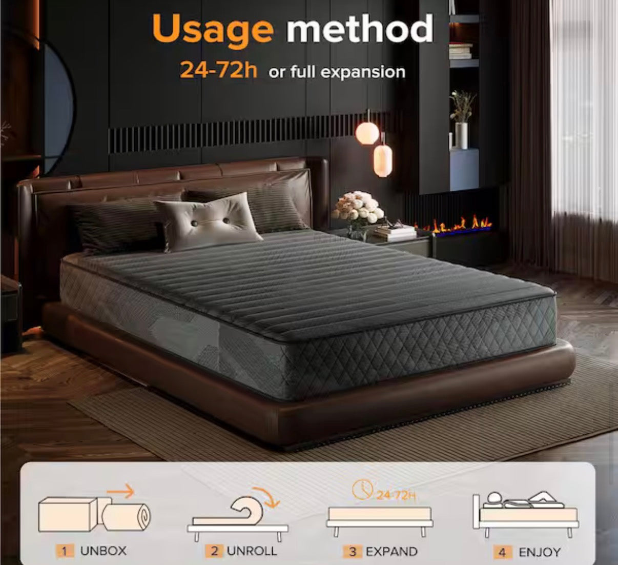 Twin XL Size Medium Firm 10 in. Cool Gel Memory Foam Hybrid Mattress
