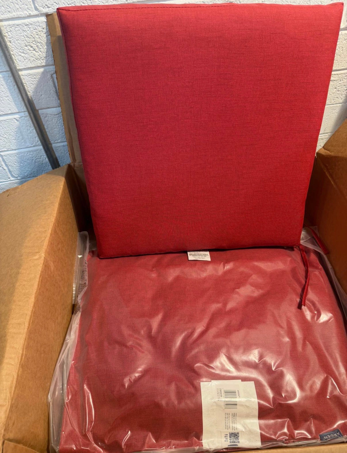 21 in. x 21 in. Ruby Red Leala Outdoor Dining Chair Cushion