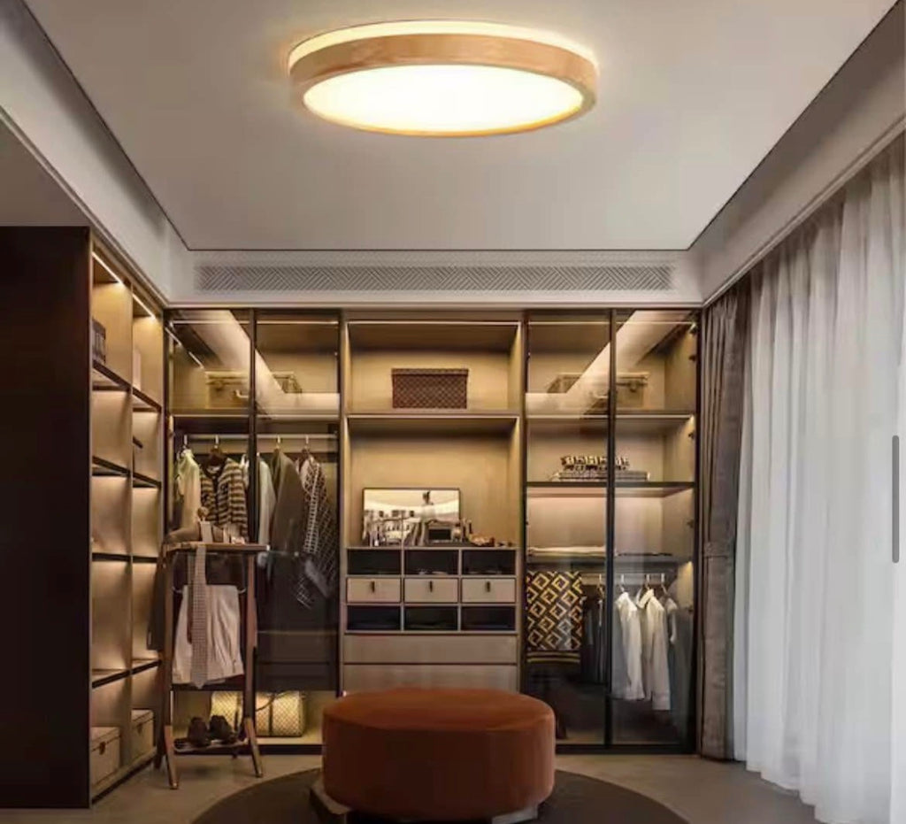 20 in Wood Round Ceiling Light