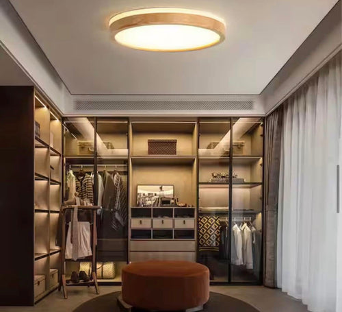 20 in Wood Round Ceiling Light