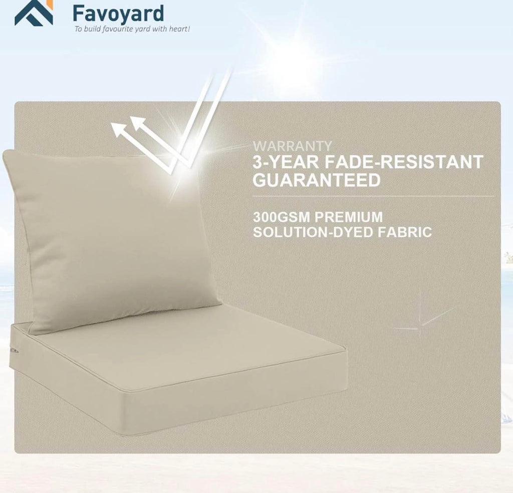 Favoyard Outdoor Seat Cushion Set 22 x 22 Inch