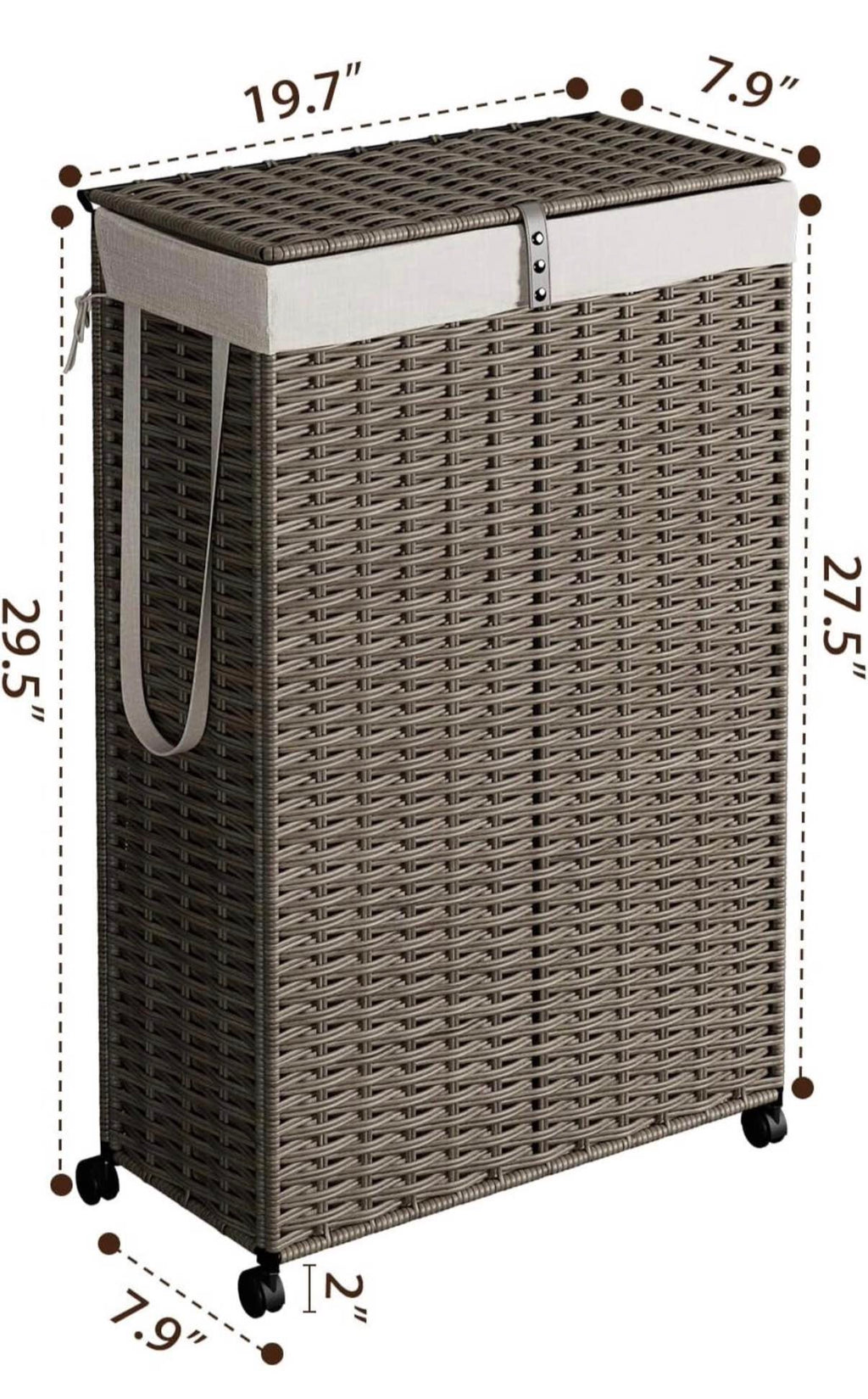 Rolling Laundry Hamper with Wheels and Lid