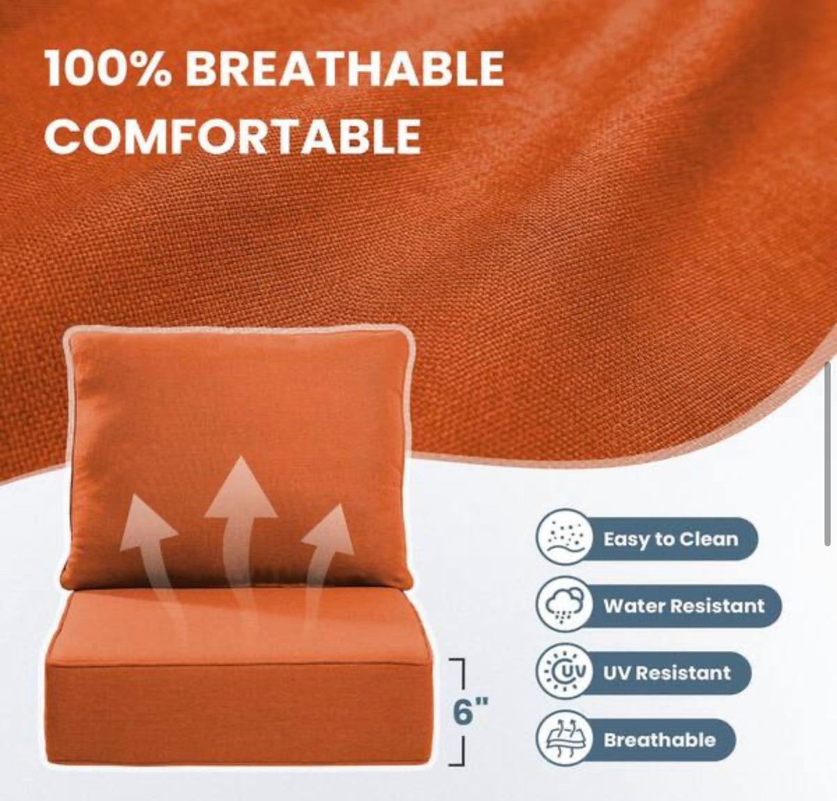 22 in. x 24 in. x 6 in. Outdoor Chair Cushion Set in Orange