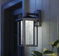 Mauvo Canyon 15.5 in. Black Dusk to Dawn LED Outdoor Wall Light