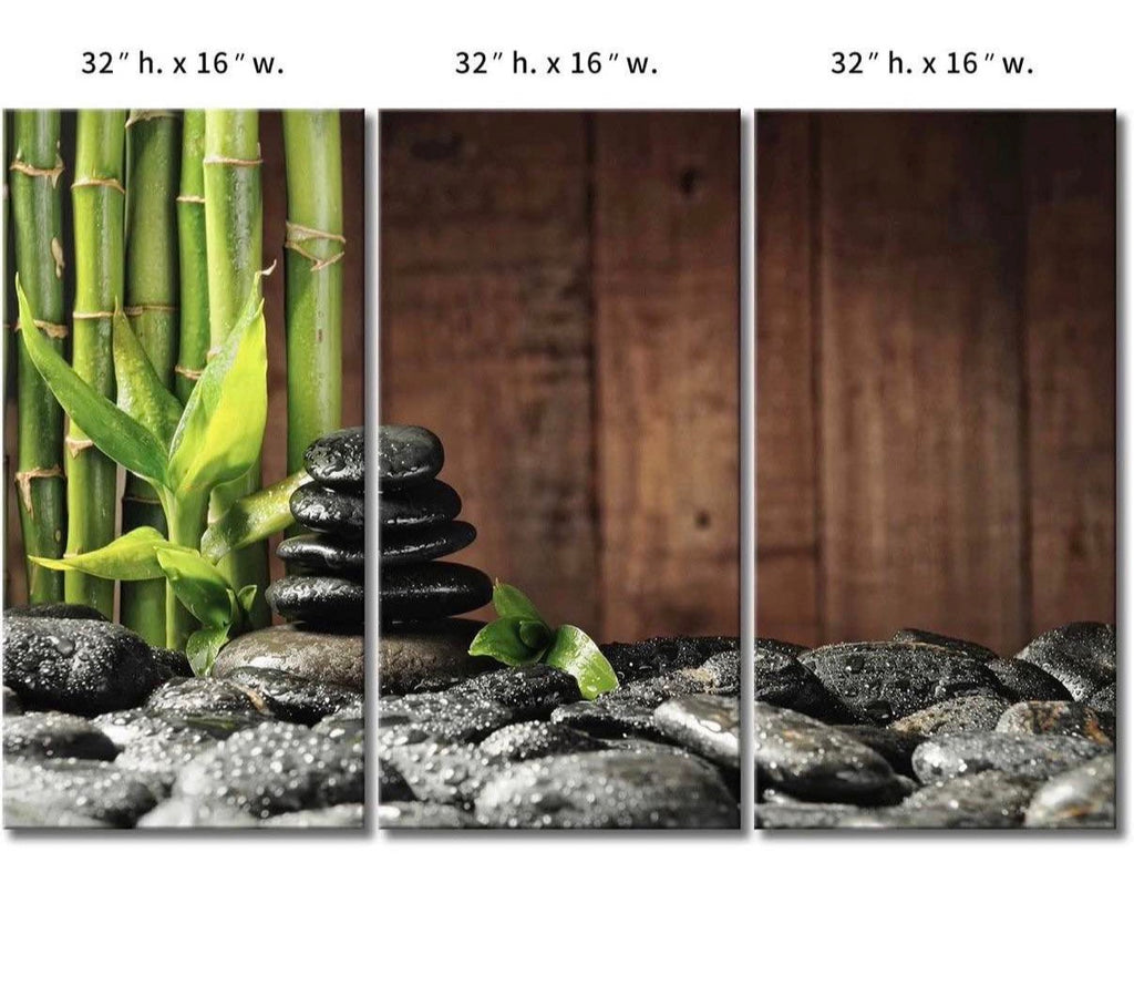 Wall Art Bamboo Canvas Green Spa Wooden Background