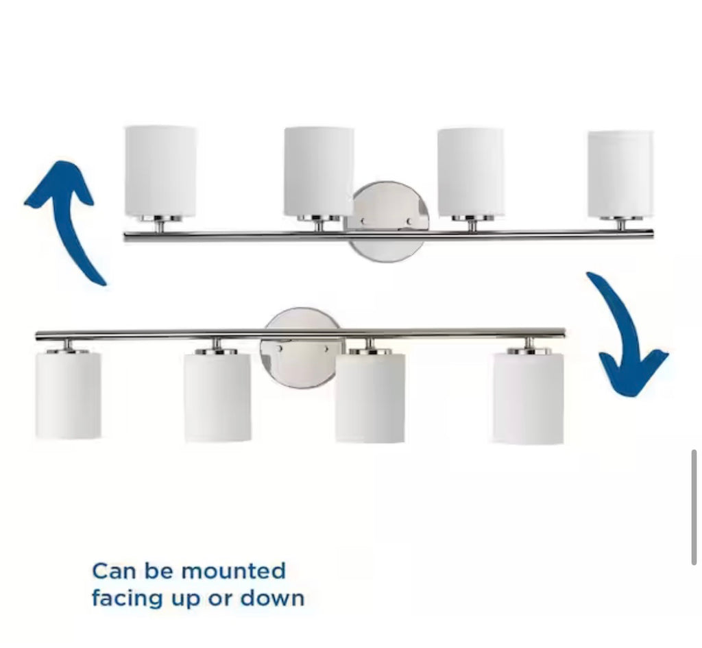 4-Light Polished Nickel Etched Glass Modern Bathroom Vanity Light