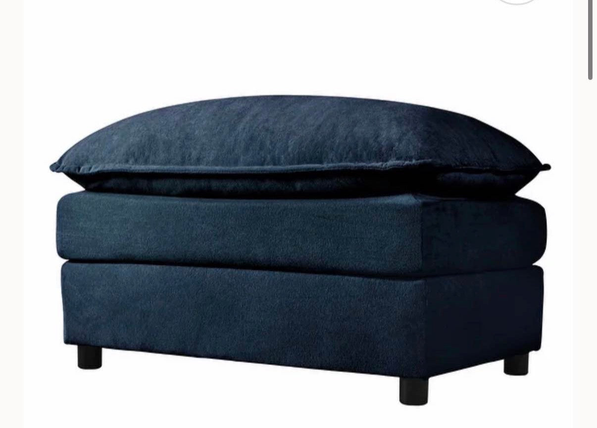 36 "  Chenille Ottoman in Midnight Blue