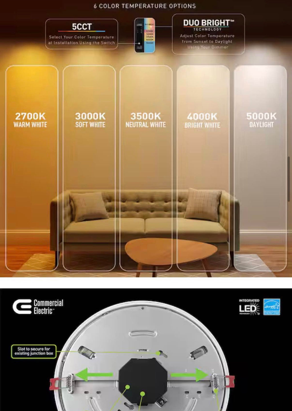 LED 6 in. Matte Black Dual Band Recessed Ceiling Light