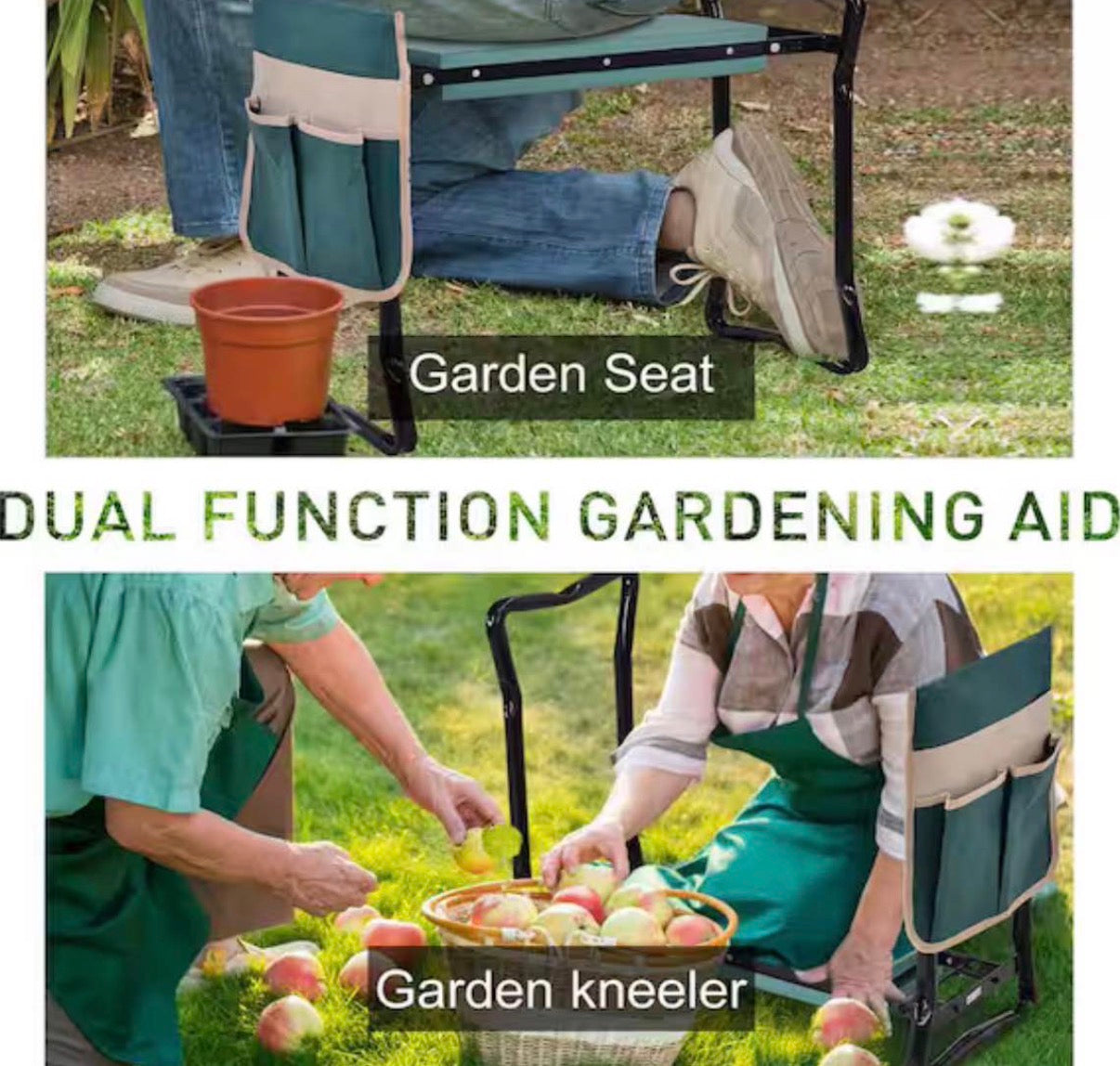 Garden Kneeler and Seat with Large Side Tool Pouch