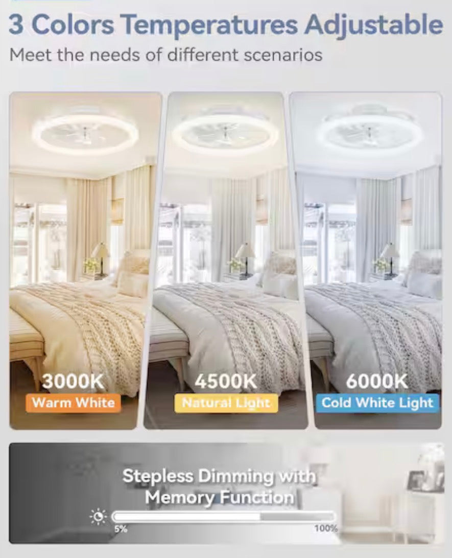 20 in. Smart Indoor White Low Profile Ceiling Fan