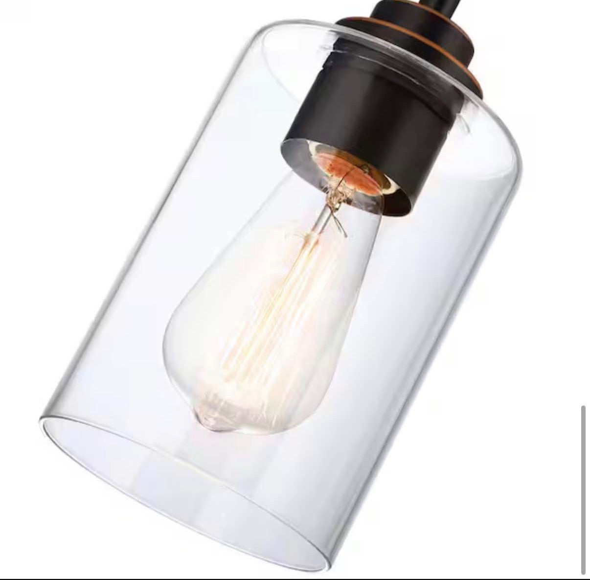 1-Light Oil Rubbed Bronze Mini Pendant with Clear Glass Shade