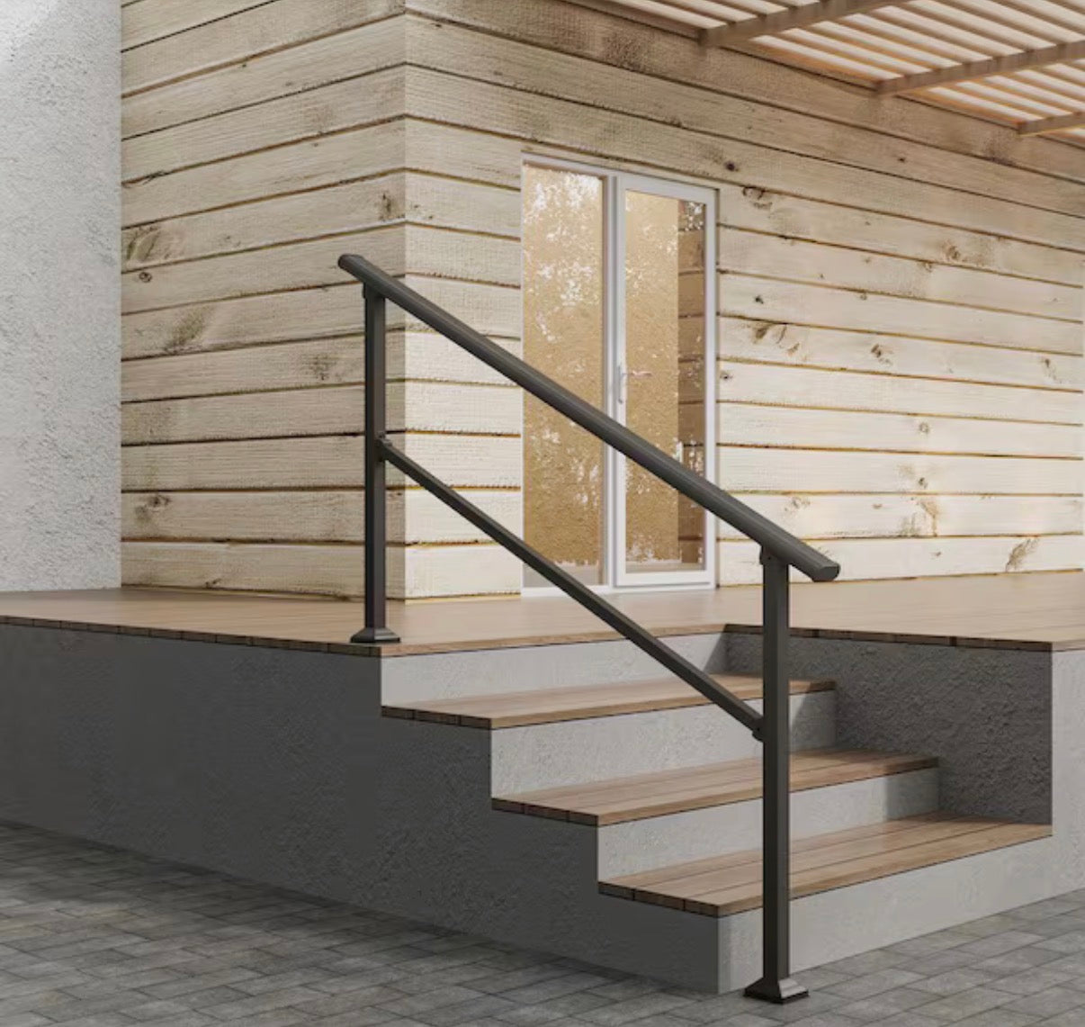 5.67 ft. Metal Handrail for 0-5 Steps (1-Pack)