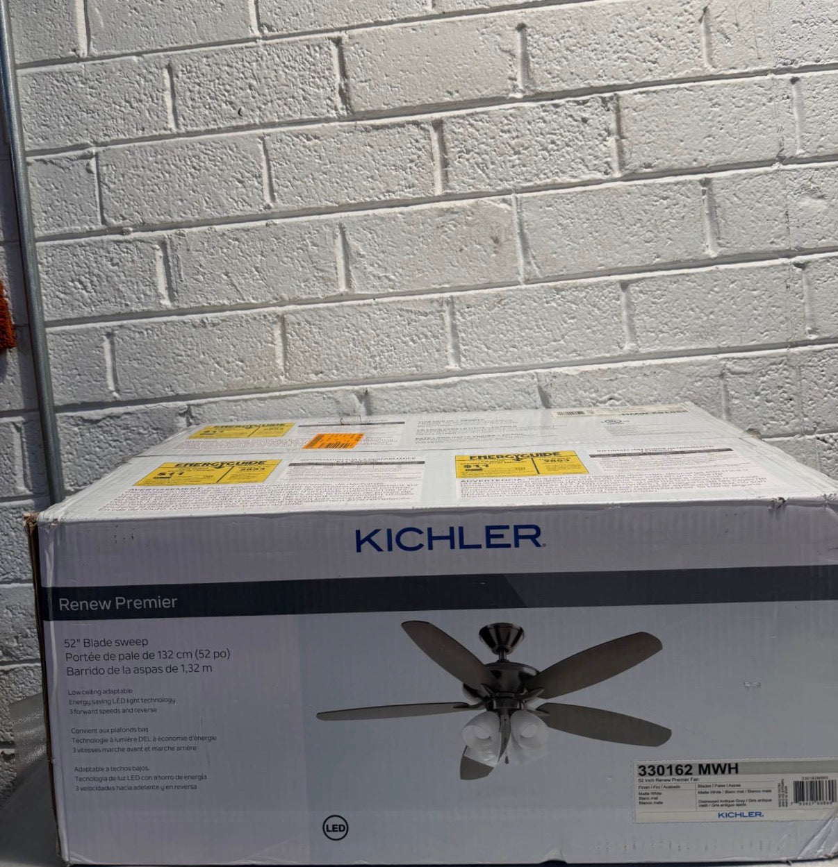 52 in. Indoor White Dual Mount Ceiling Fan
