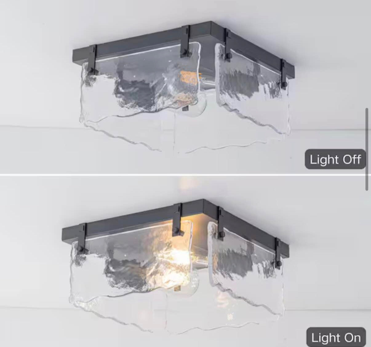 11.81 in. 2-Light Black Rustic Ceiling Light Square Chandelier