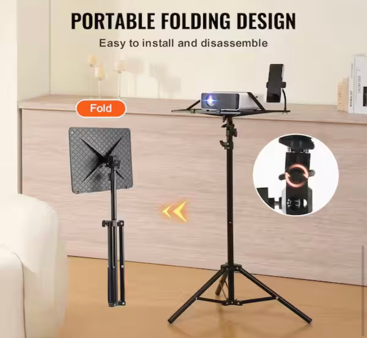 Portable Projector Tripod Stand with Tray