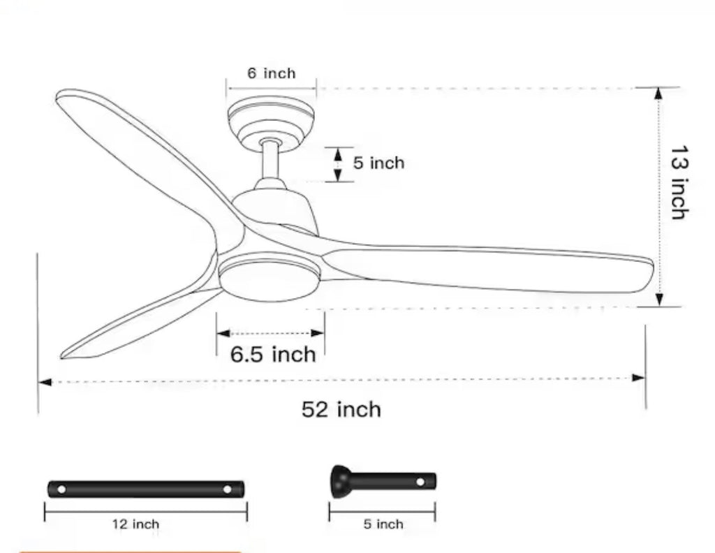 52 in. Solid Wood Blades ceiling fan