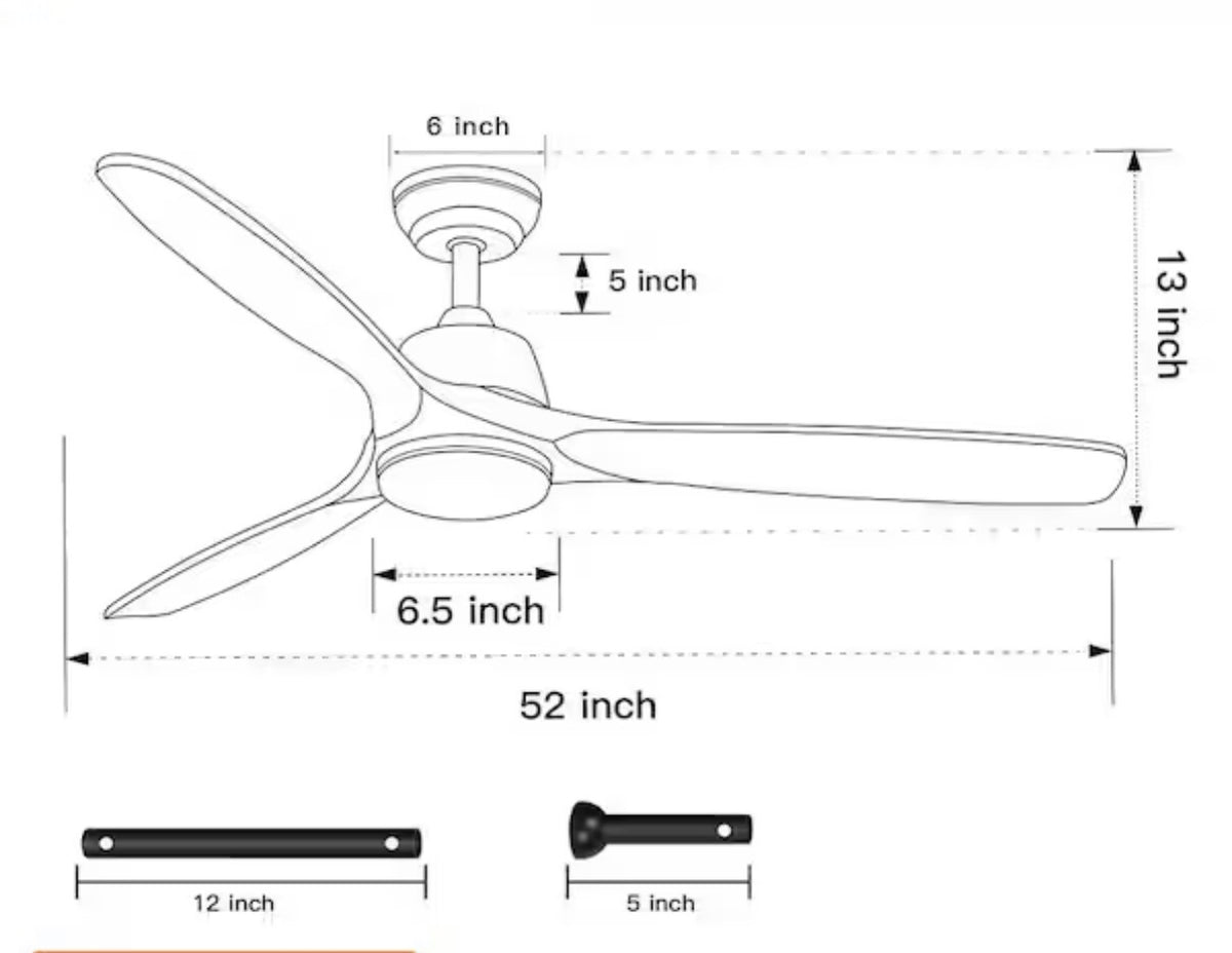 52 in. Solid Wood Blades ceiling fan