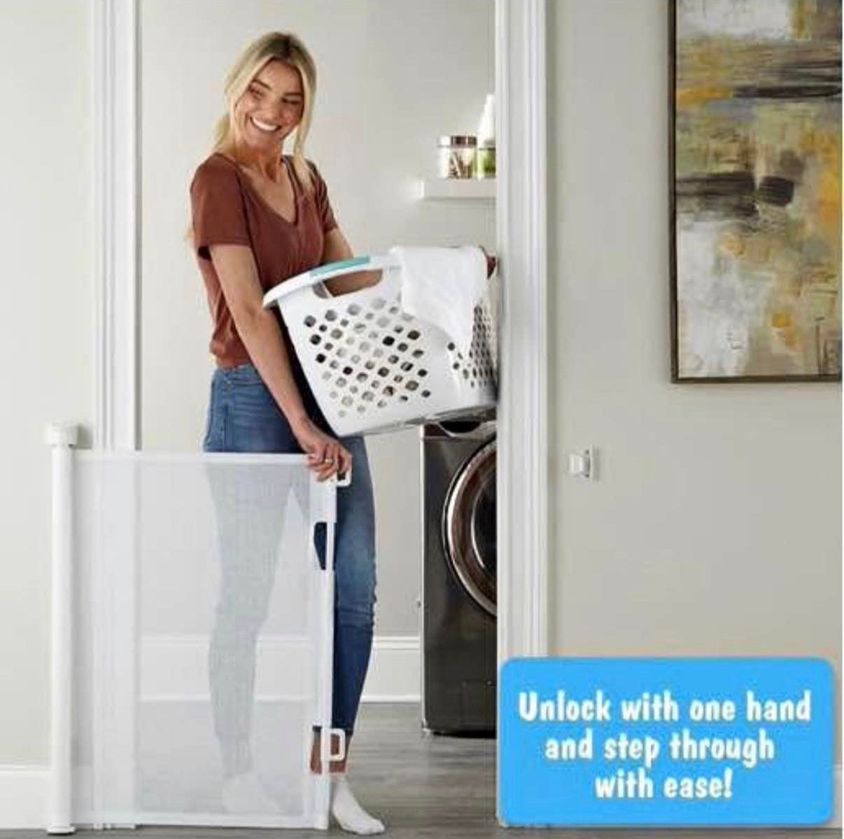 baby gate retractable 33" tall 55" wide