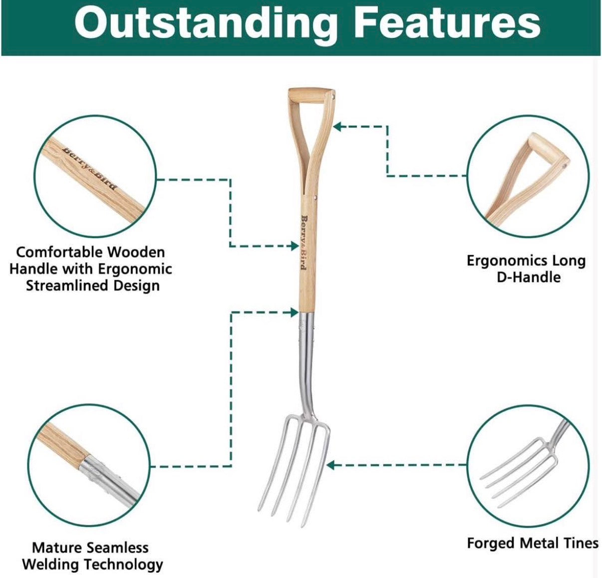 43.9" Heavy Duty  Gardening Digging Fork