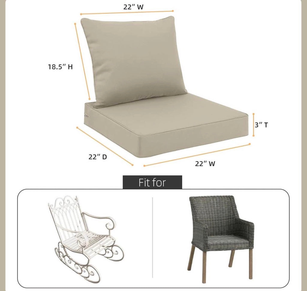 Favoyard Outdoor Seat Cushion Set 22 x 22 Inch
