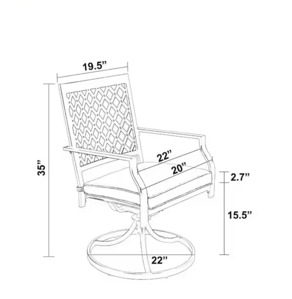 Outdoor Dining Swivel Chair with Beige Cushion (4-Pack)