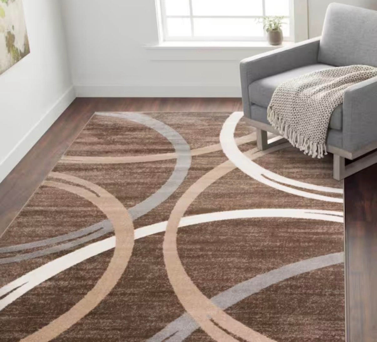 Modern Abstract Circles 5x7 Ft Area Rug