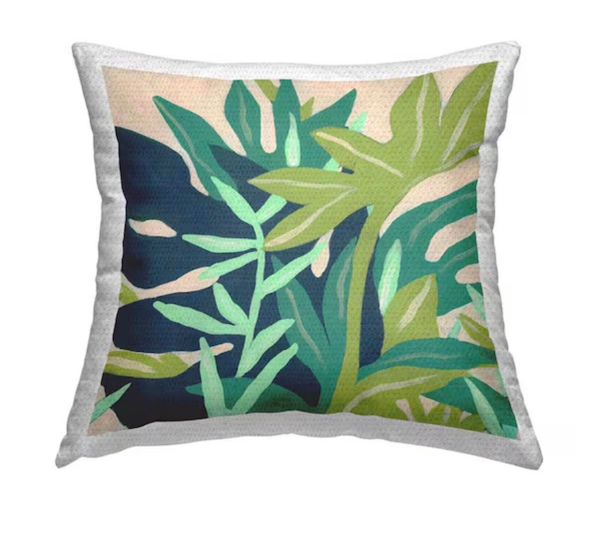 Green Square Outdoor Throw Pillow