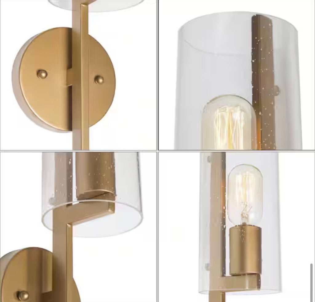 17 in H. Modern Cylinder Powder Room Wall Sconce light