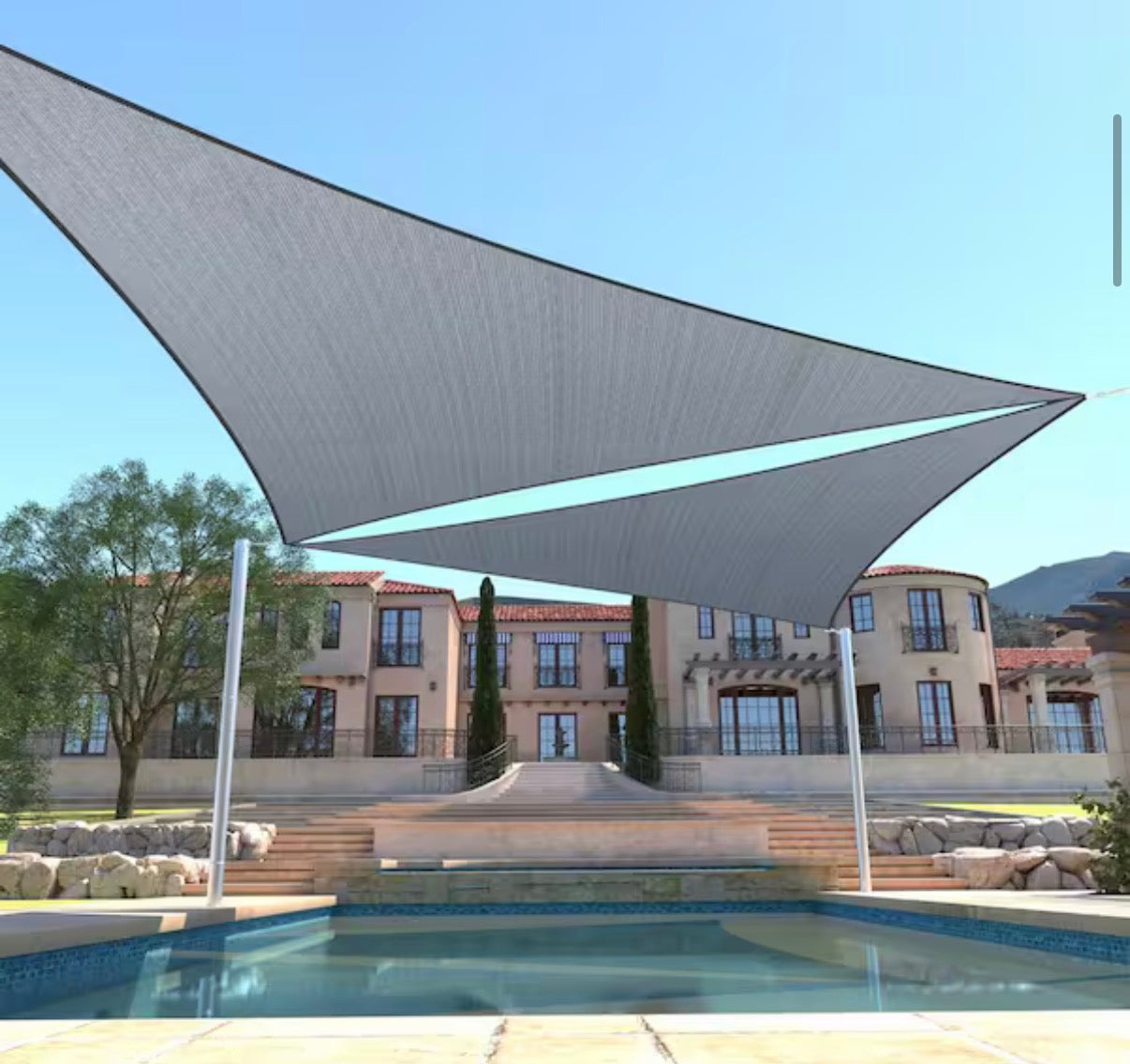 12 ft. x 12 ft. 190 GSM Grey Triangle Sun Shade Sail Screen