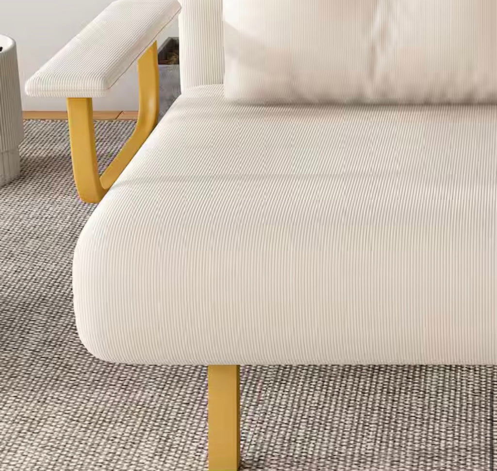 Convertible Beige Full Size Sofa Bed