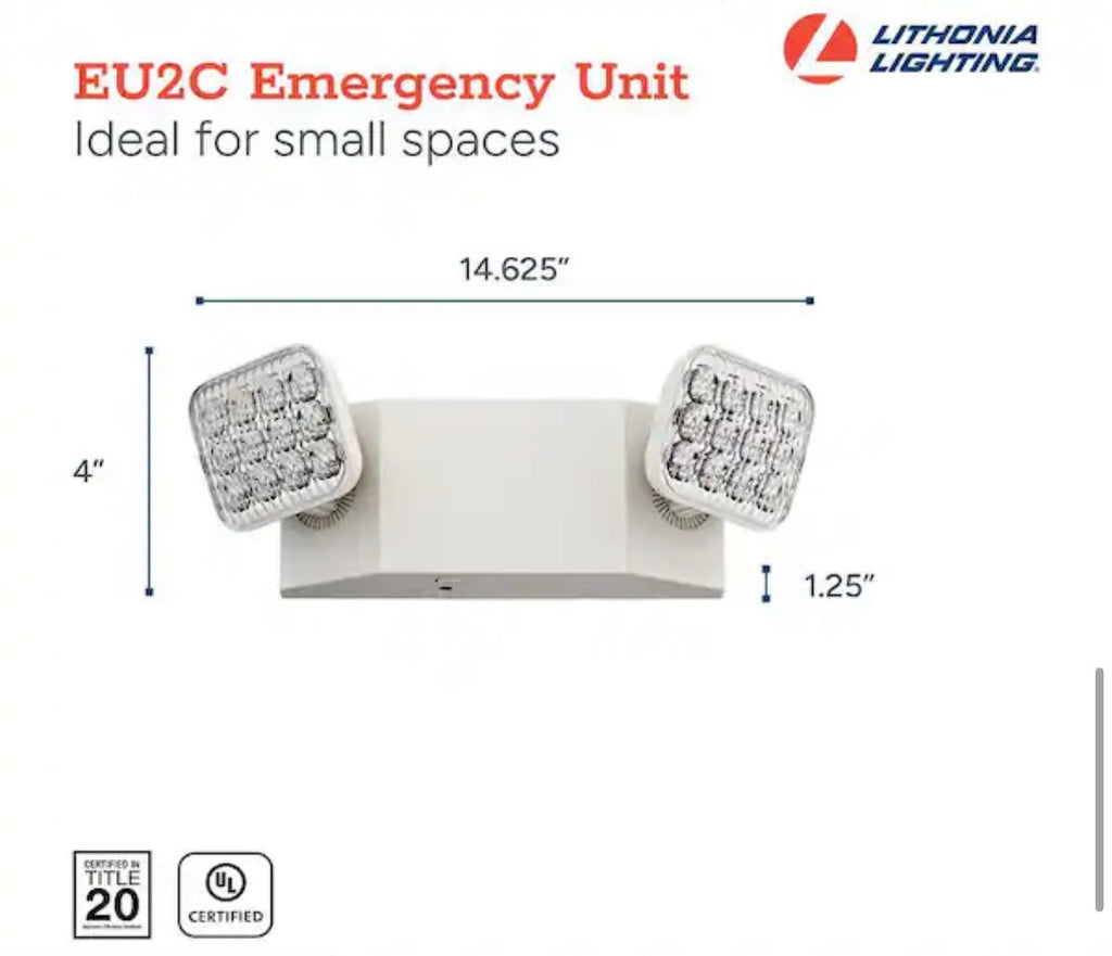 Integrated LED White Emergency Light Fixture with Battery