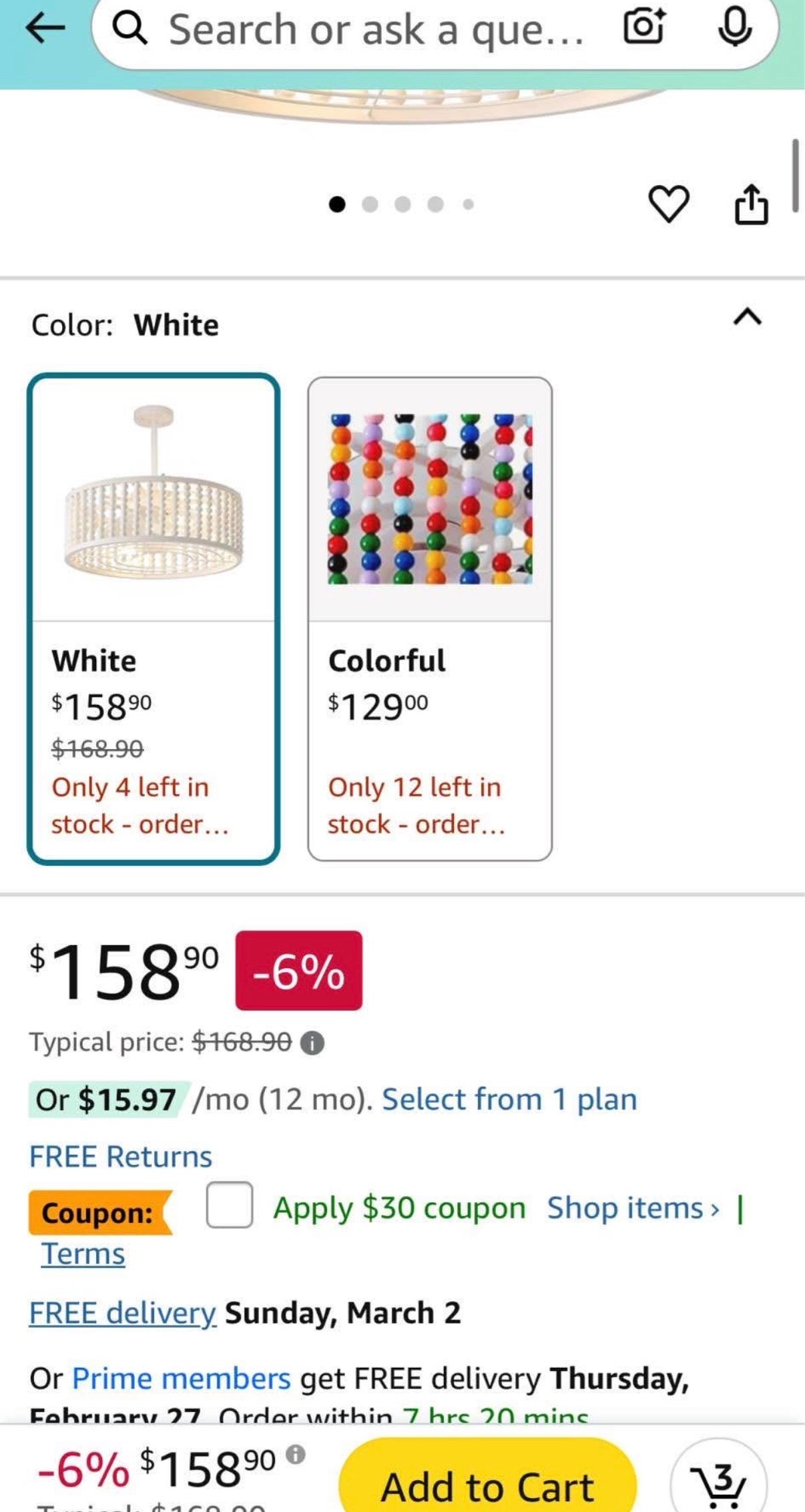 Ceiling Fans with Lights 19"