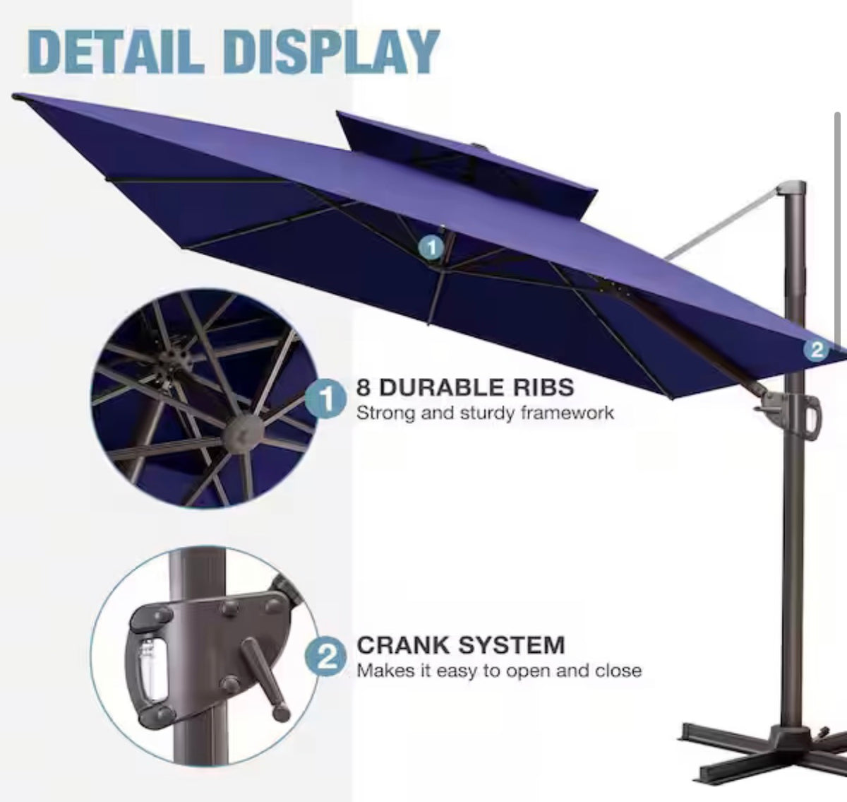 12 ft. x 9 FT. Outdoor Aluminum Cantilever Umbrella