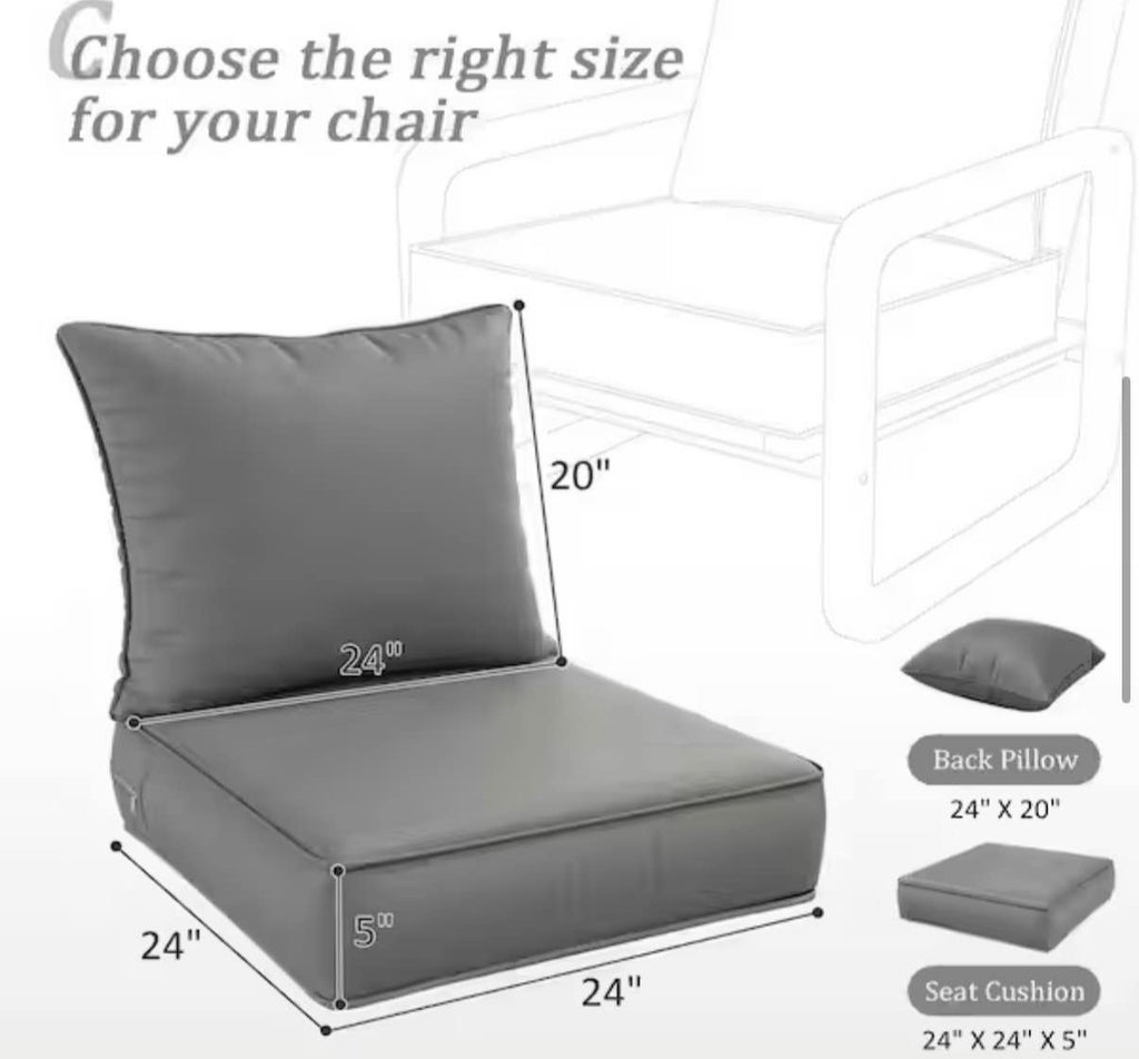 24 in. x 24 in. x 5 in. Outdoor chair cushions in light grey