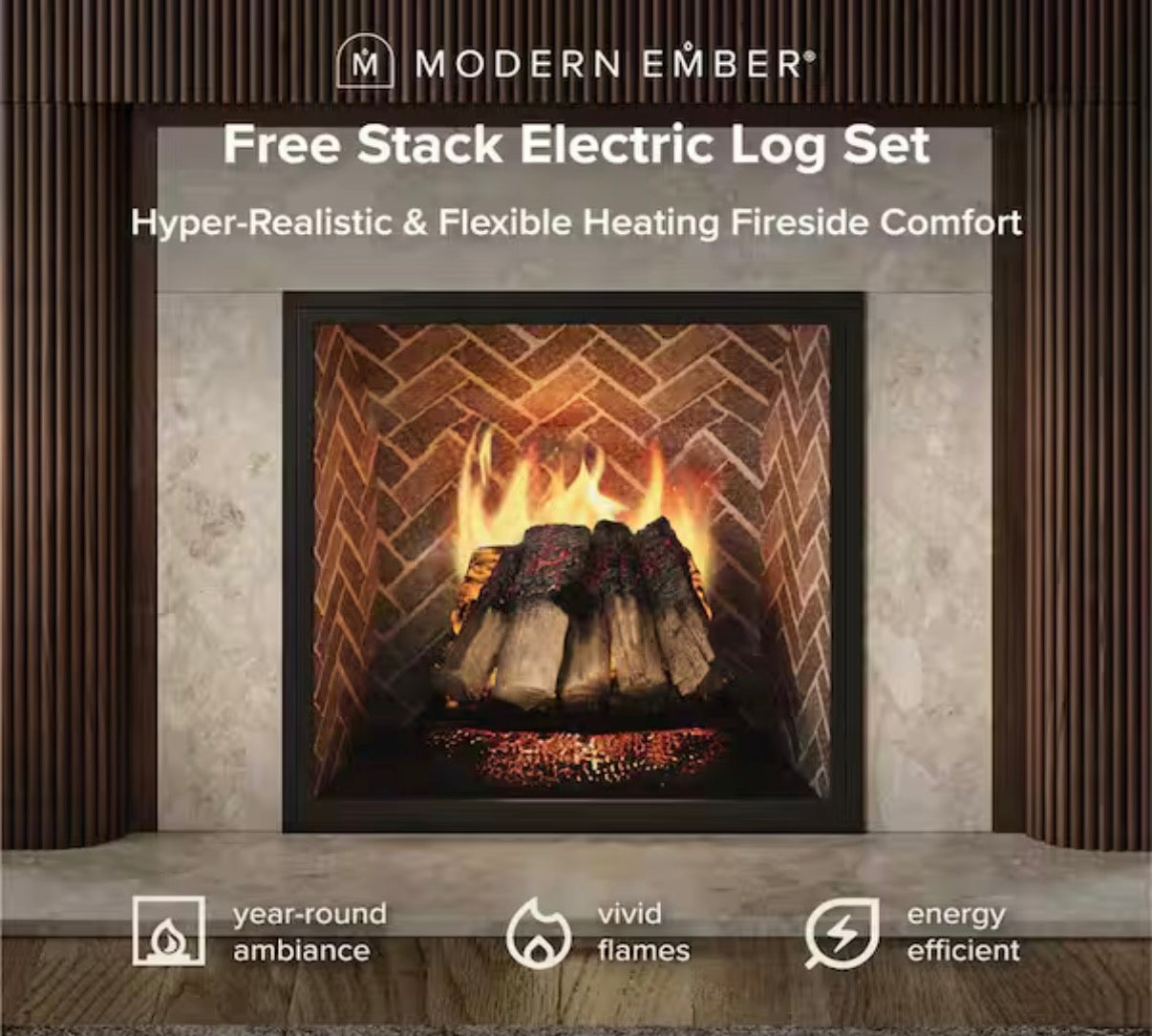 Free Stack 25 in. Crackling Electric Fireplace