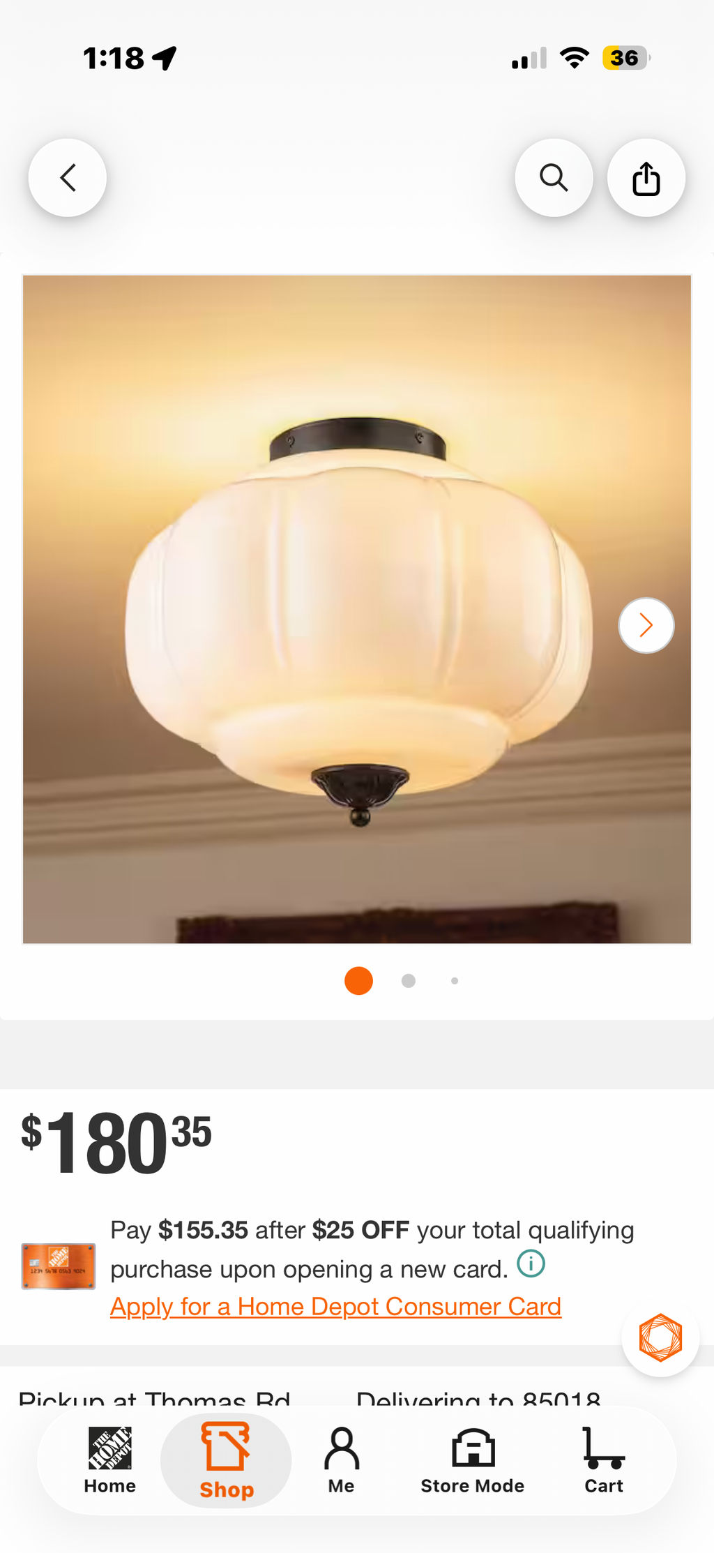 Elizabeth 15" Frosted Glass Semi-Flush Mount Ceiling Light