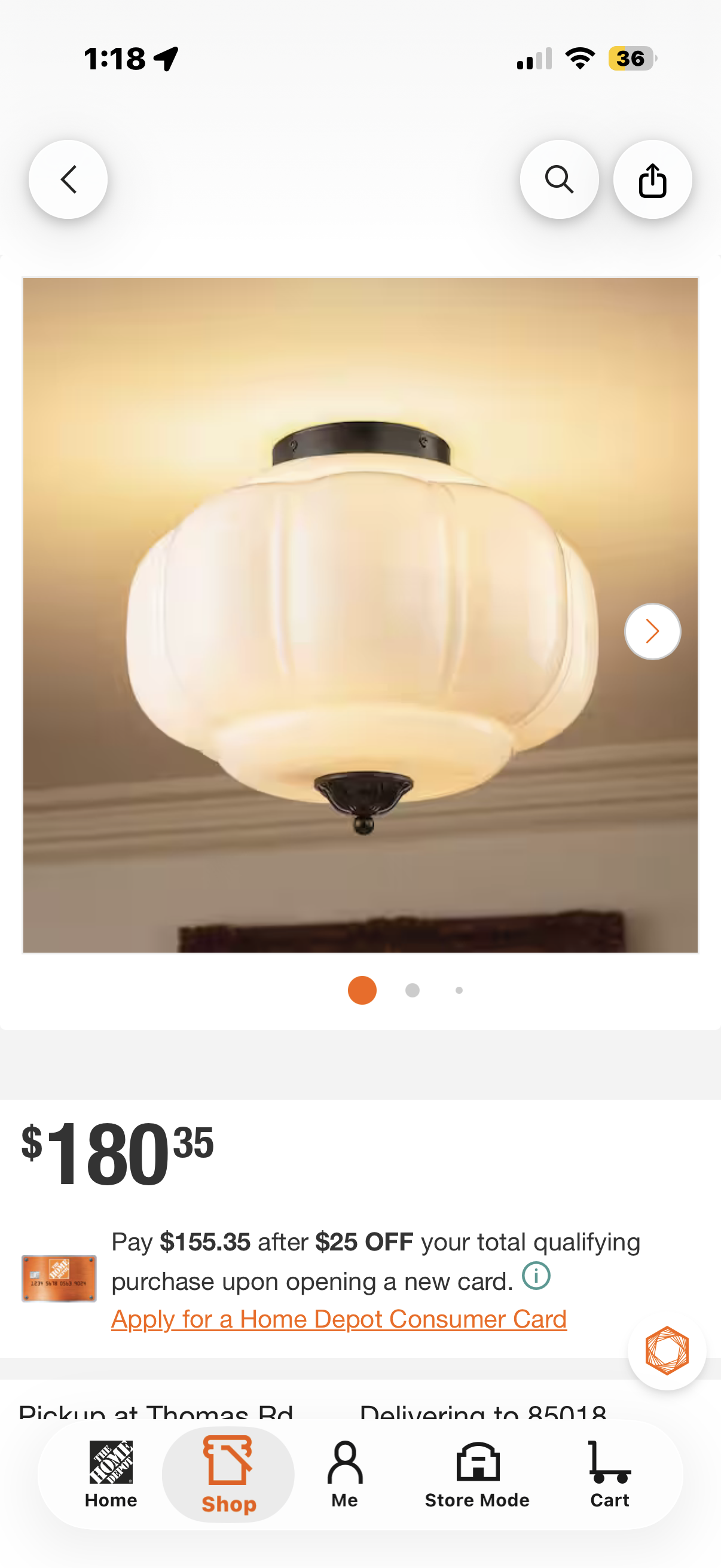 Elizabeth 15" Frosted Glass Semi-Flush Mount Ceiling Light