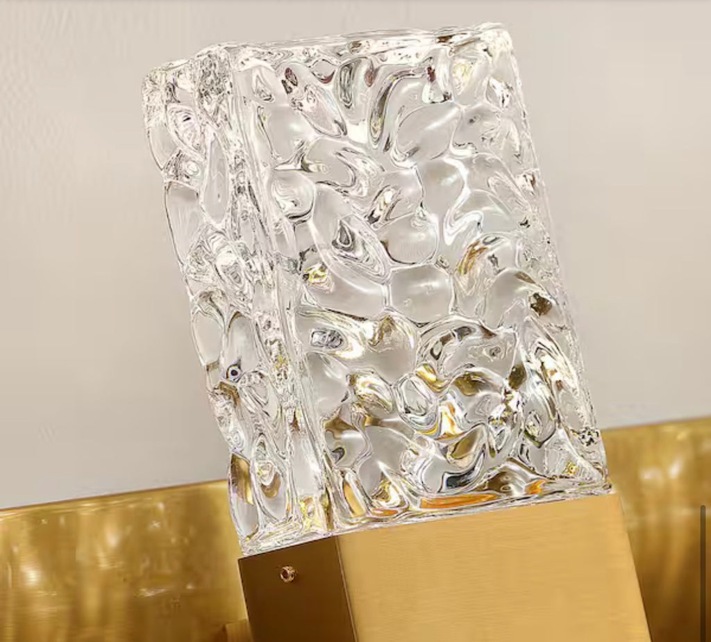 4-Light Brushed Gold LED Vanity Light with Crystal Glass