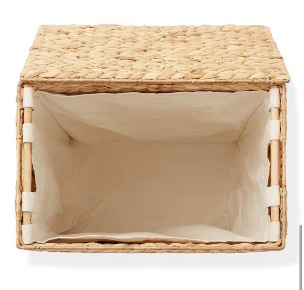 Woven Water Hyacinth Laundry Hamper with Lid