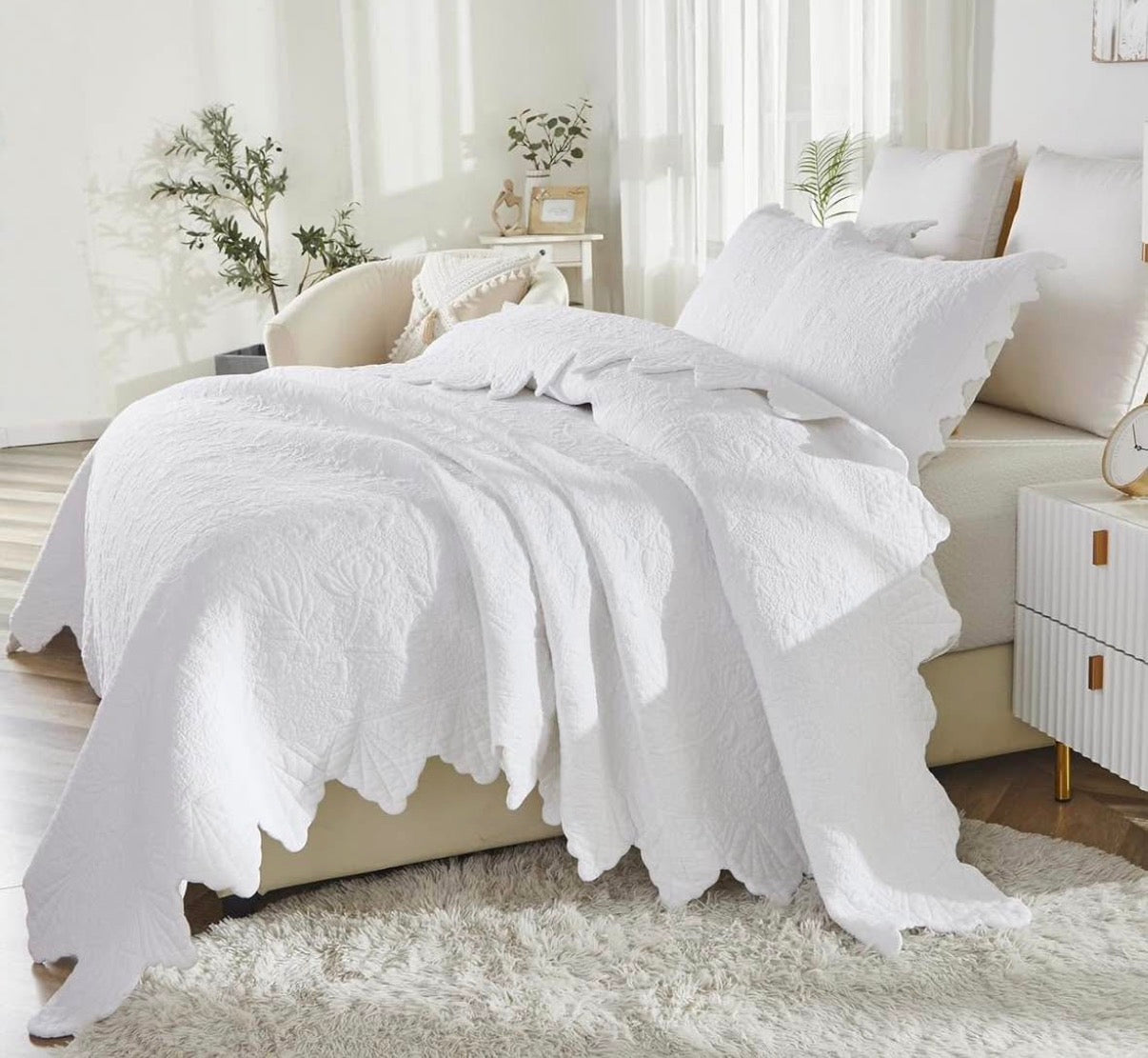 Brandream White Quilt Set Queen King Size