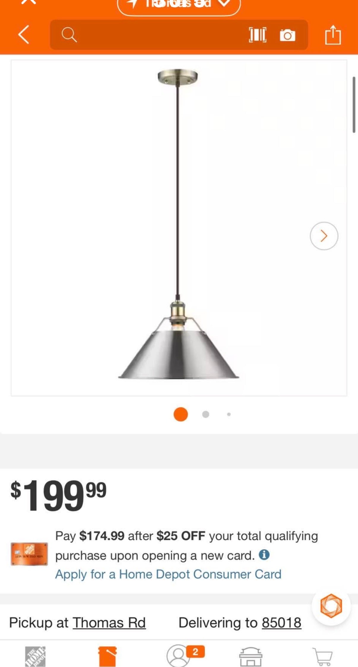 Orwell AB 1-Light Pendant - 14 in. in Aged Brass with Pewter Shade