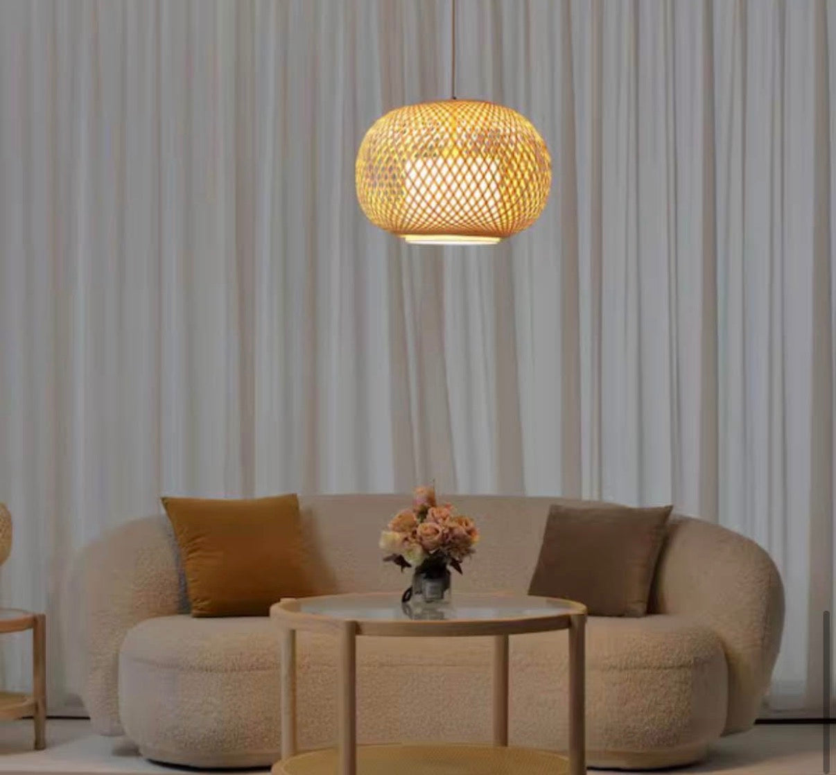 19.5 in Natural Woven Bamboo Pendant Light