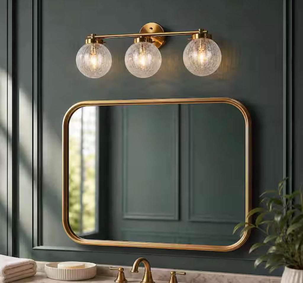 Lunary Modern 3-Light Plated Brass Bathroom Vanity Light