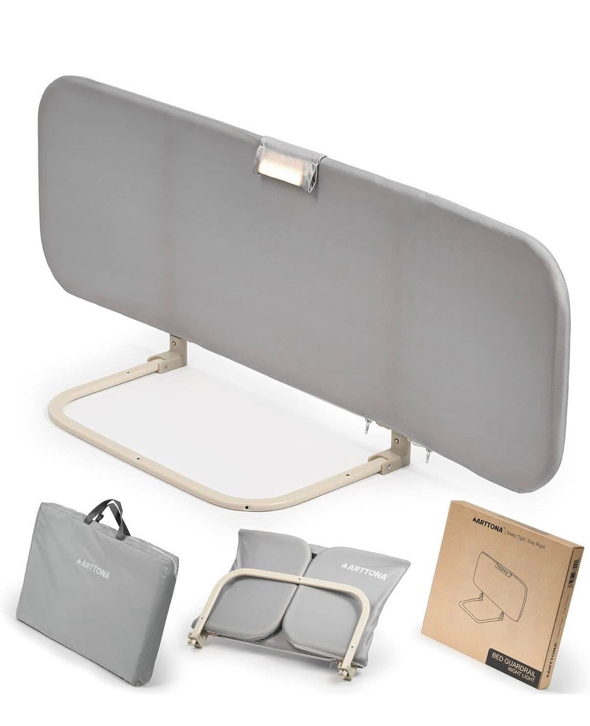 Foldable Bed Side Rails with Night Light 48 inch