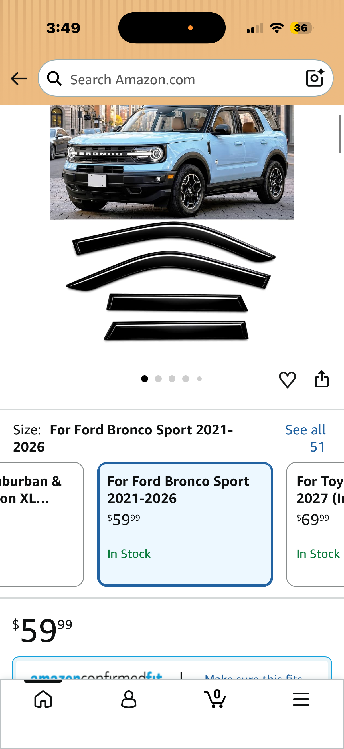 2021-2026 Window Visor Deflectors for Ford Bronco