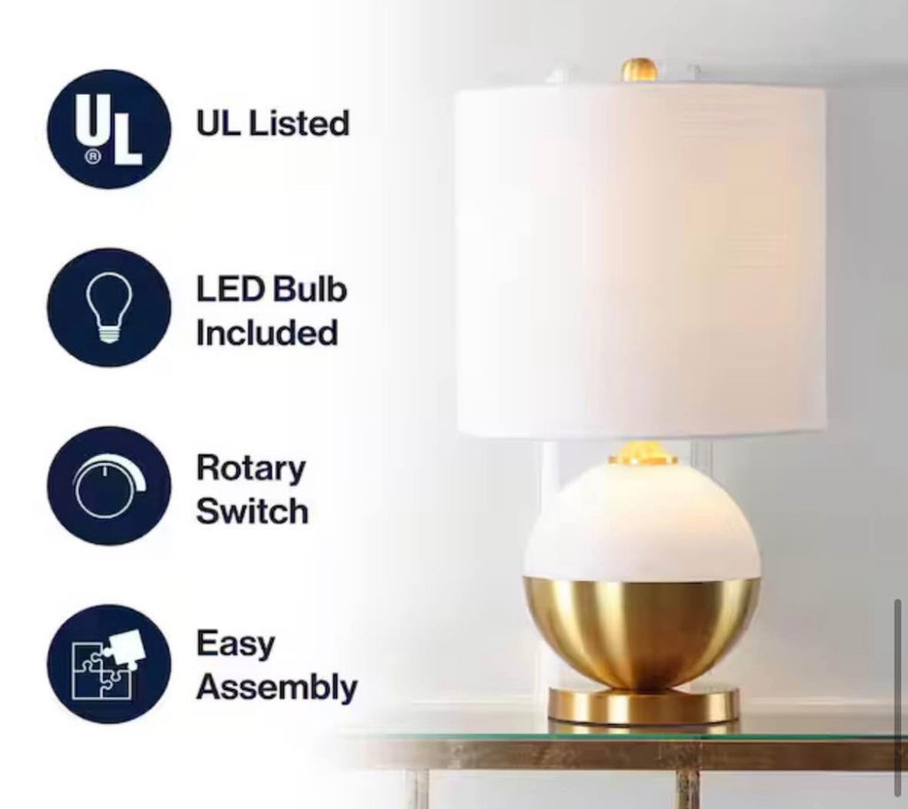 Carr 23.5 in. H White/Brass Ceramic/Metal Table Lamp.