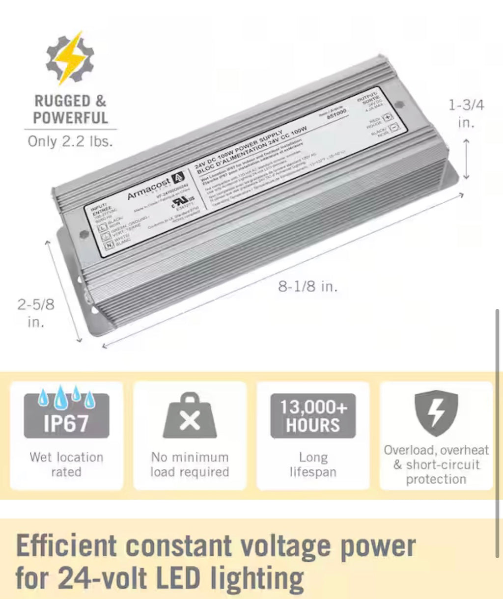 100-Watt 24-Volt DC Transformer Standard Power Supply