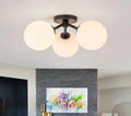 3-Light Black Sputnik Semi Flush Mount Ceiling Light
