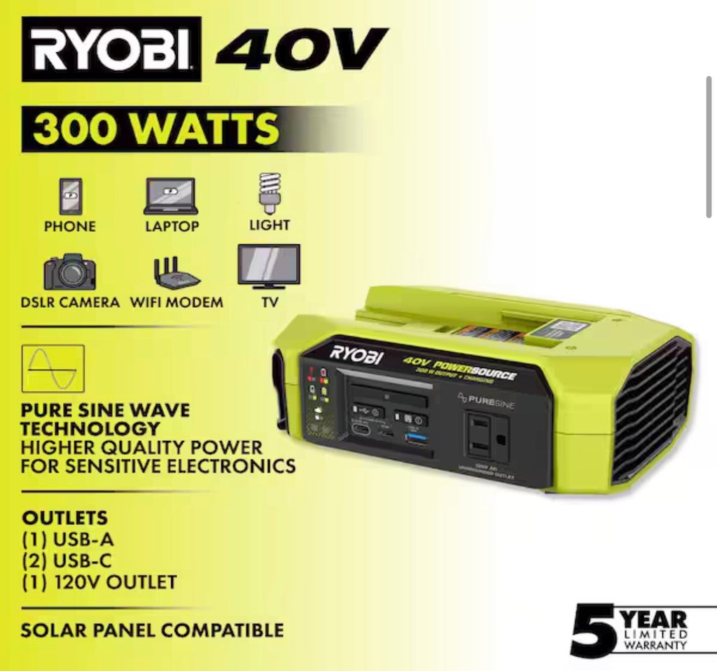 40V 300-Watt Portable Battery Inverter Power Source (Tool Only)