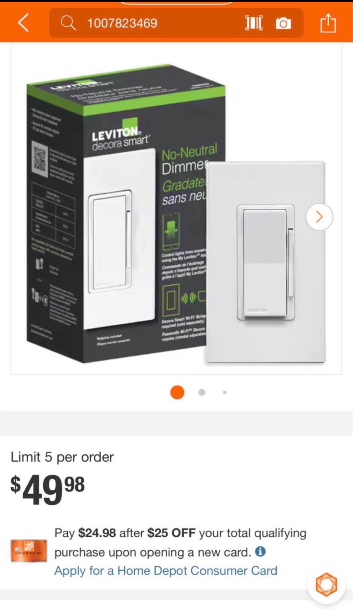 Decora Smart No-Neutral 600-Watt Dimmer